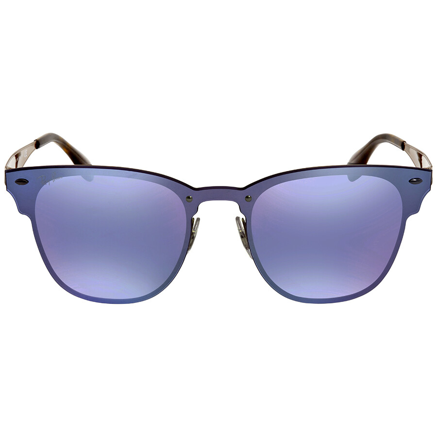 Ray Ban Blaze Clubmaster Violet Mirror Square Sunglasses RB3576N 90391U
