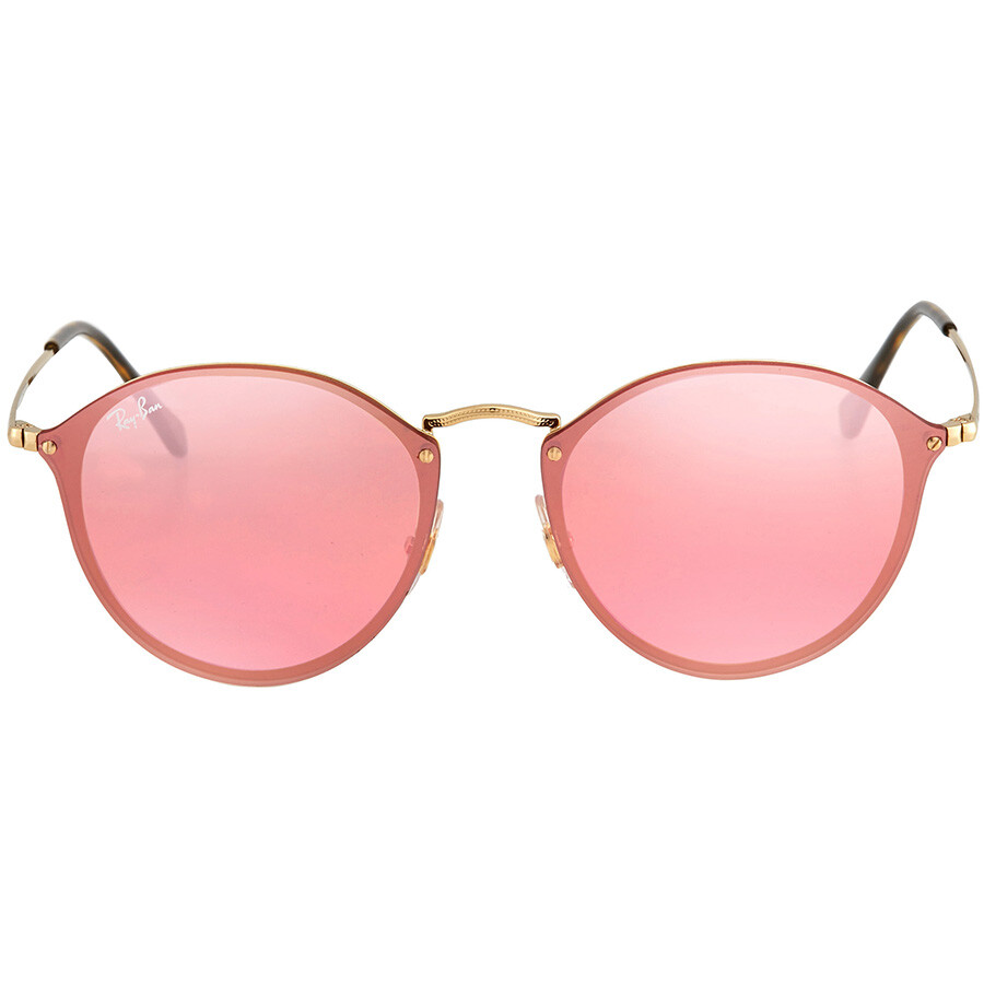 Ray Ban Blaze Pink Mirror Round Sunglasses RB3574N 001/E4 59 Round