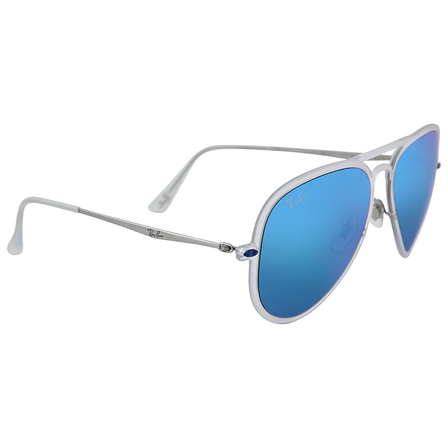 Ray Ban New Aviator Light Ray II Blue Mirror Lenses 56 mm Sunglasses