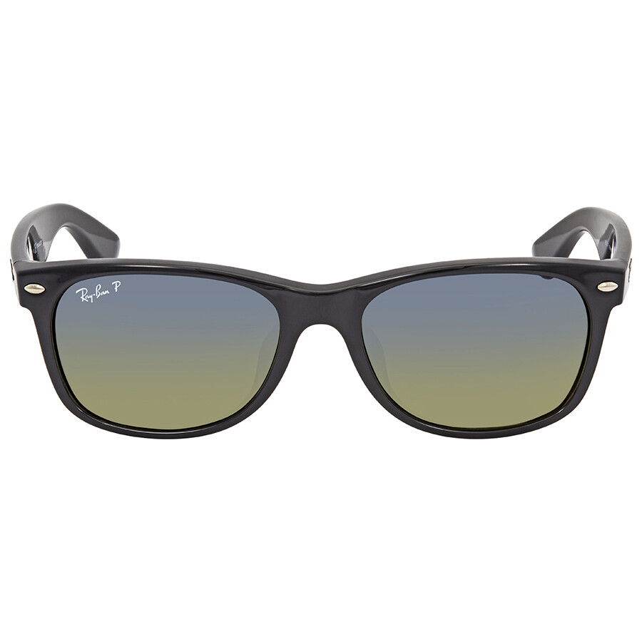 Ray Ban New Wayfarer Polarized Blue/Green Gradient Wayfarer Men's Sunglasses RB2132F 901/76 55