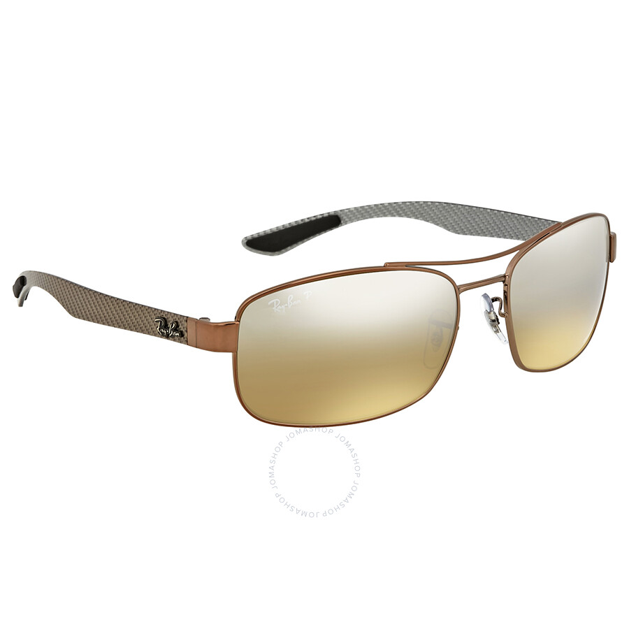 RayBan Polarized Brown Mirror Rectangular Sunglasses RayBan