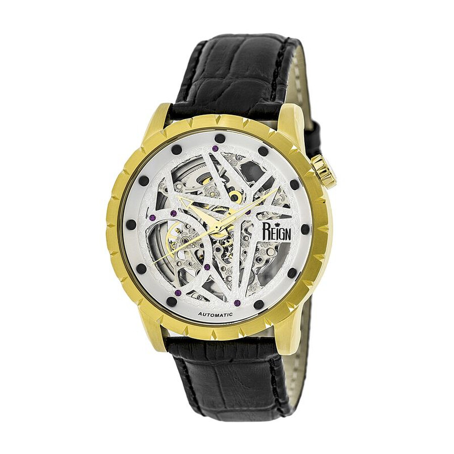 【jomashop】 reign xavier gold-tone black leather mens watch rn