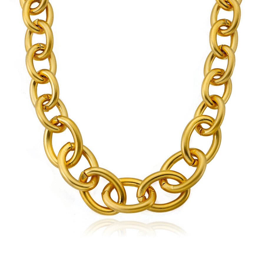 Riccova Links Satin 14K Gold Plated Heavy Link Chain Necklace/ Brass