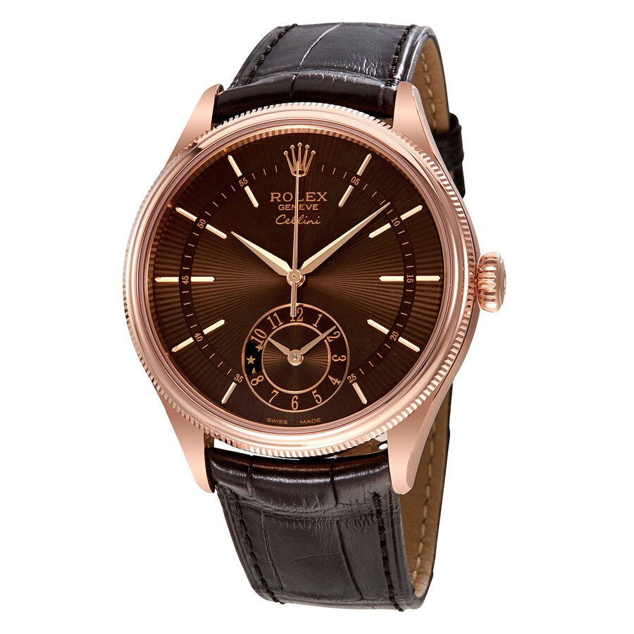 Rolex Cellini Brown Guilloche Dial Automatic Men's 18K Everose Gold