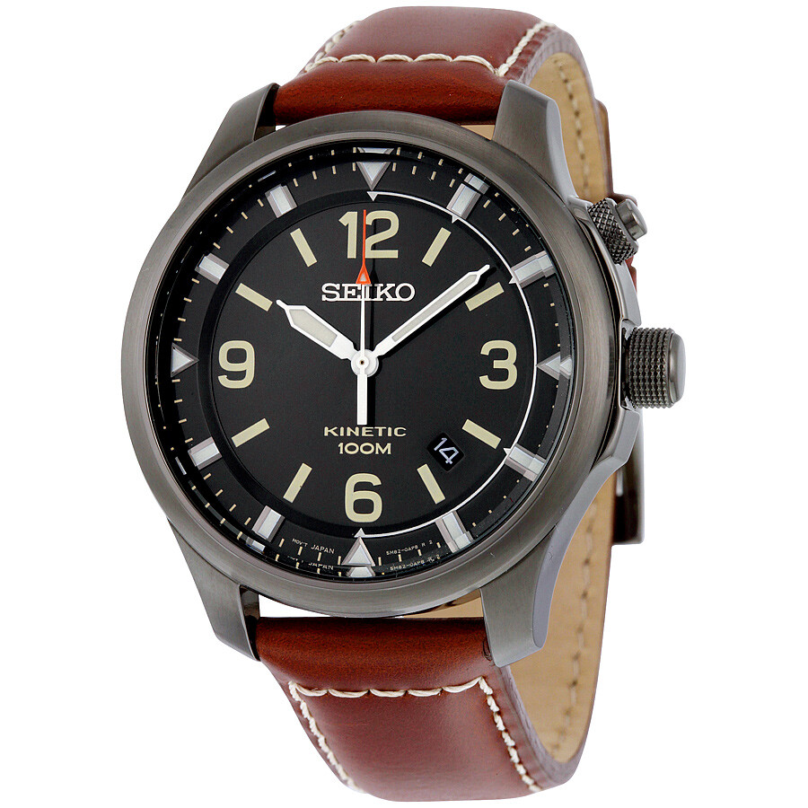 Seiko Black Dial Brown Leather Men's Watch SKA691