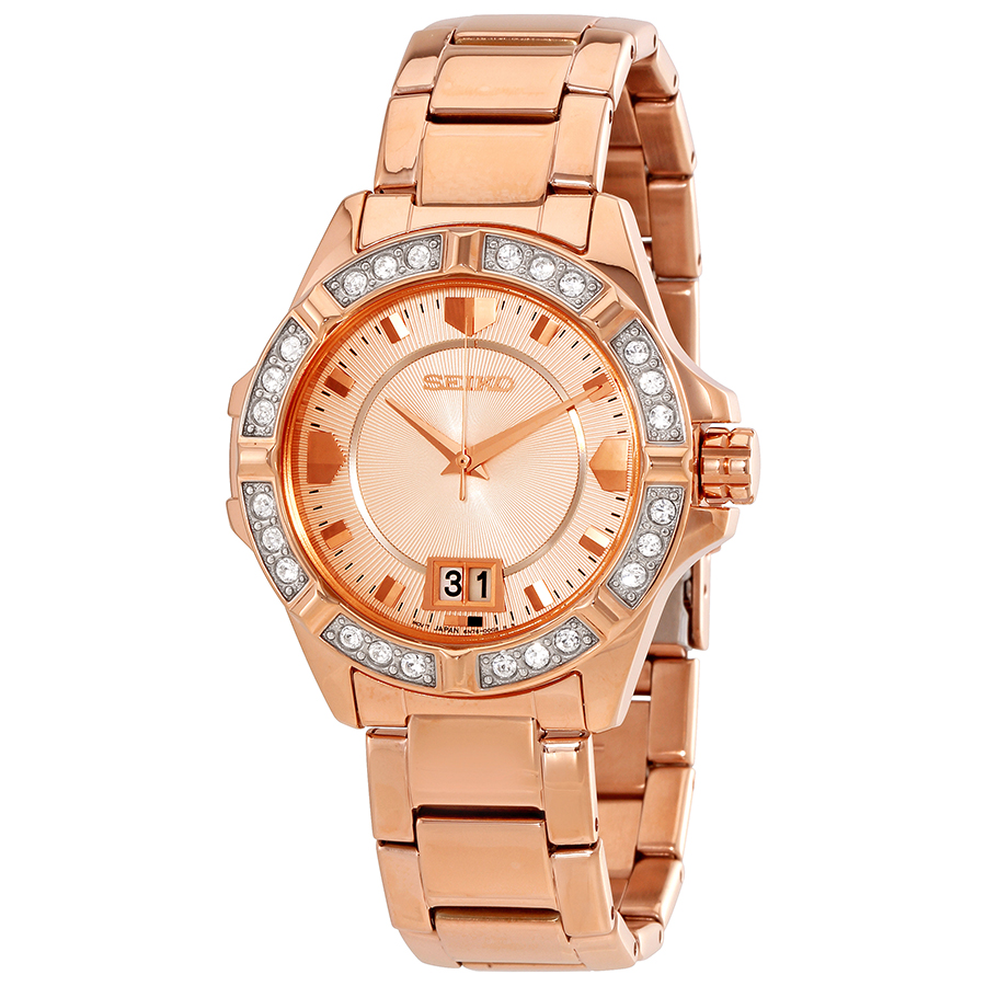 Seiko Rose Goldtone Stainless Steel Ladies Watch SUR802 Seiko