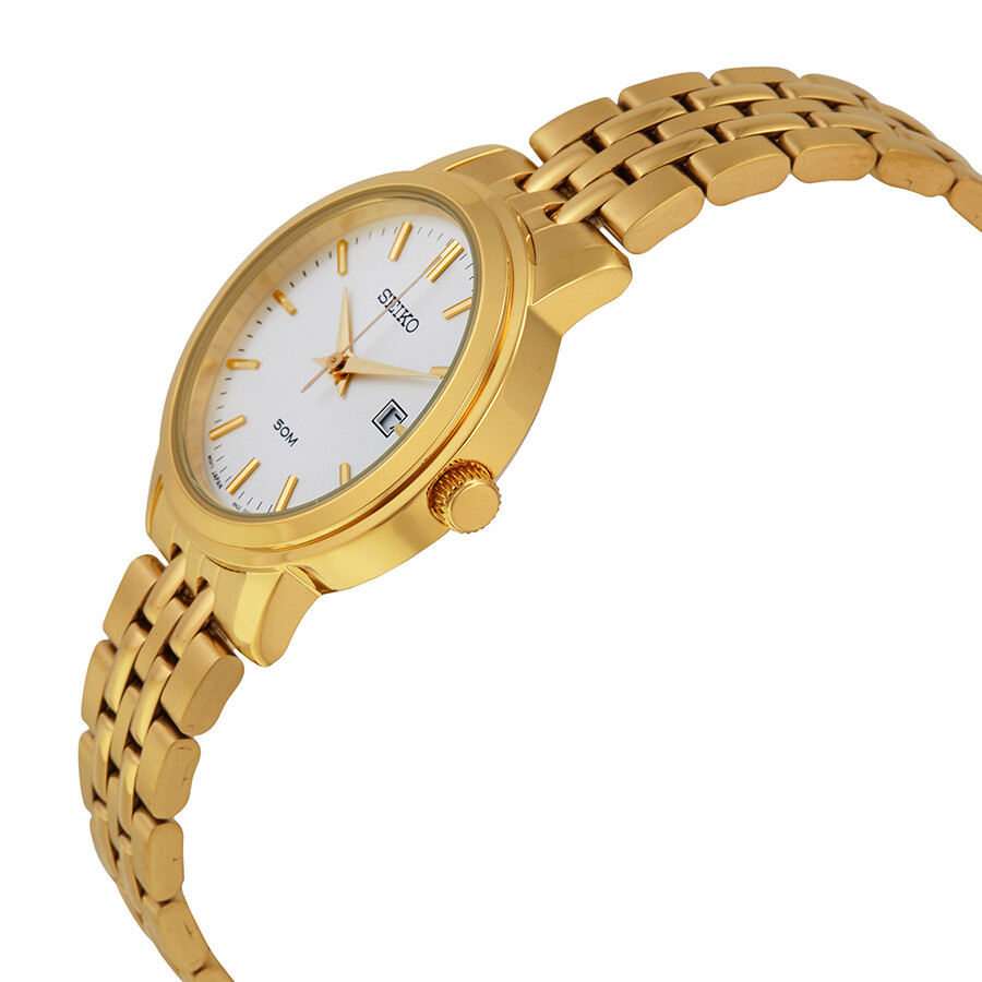 Seiko Silver Dial Goldplated Ladies Watch SUR824 Stainless Steel