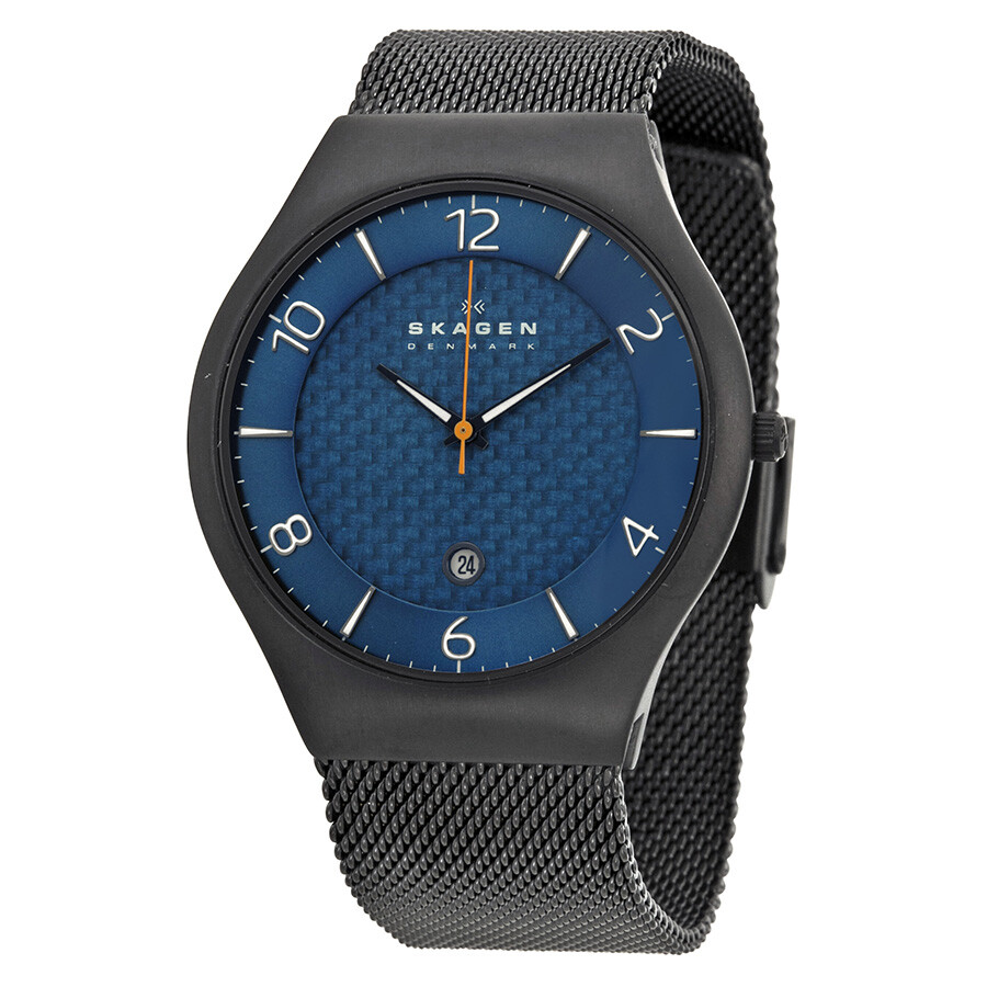 Skagen Grenen Blue Dial Back Titanium Mesh Men's Watch SKW6147