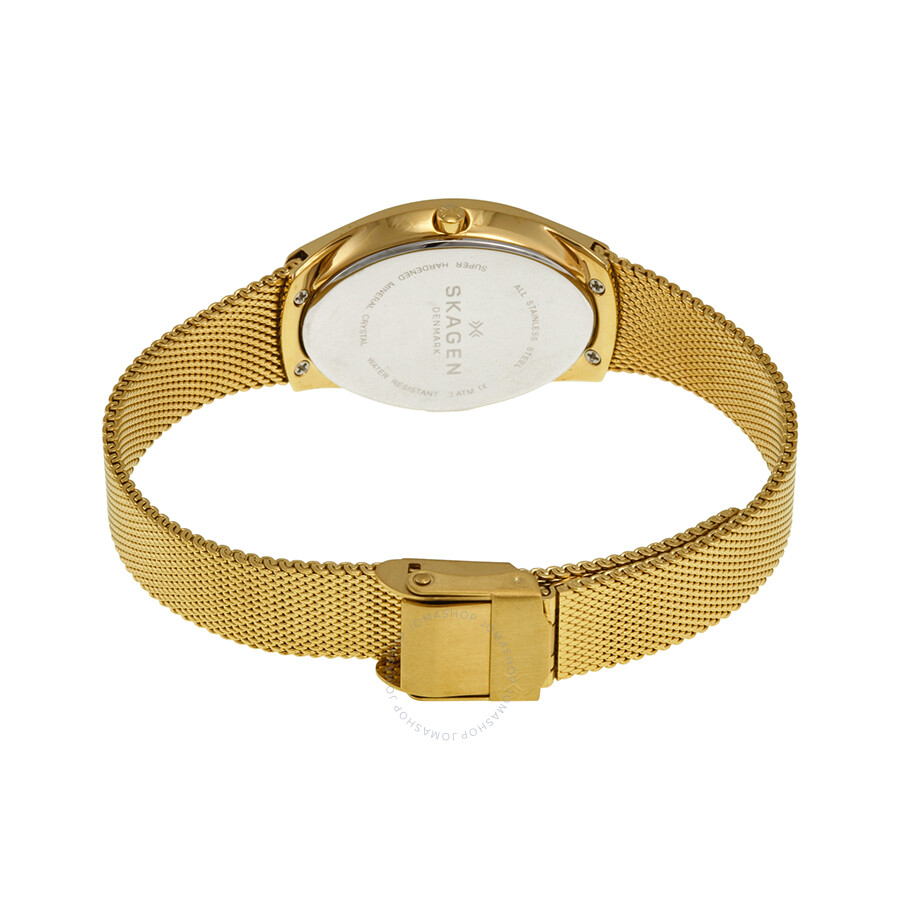 Skagen Madsen Matte Gold Dial Gold-tone Mesh Bracelet Ladies Watch ...