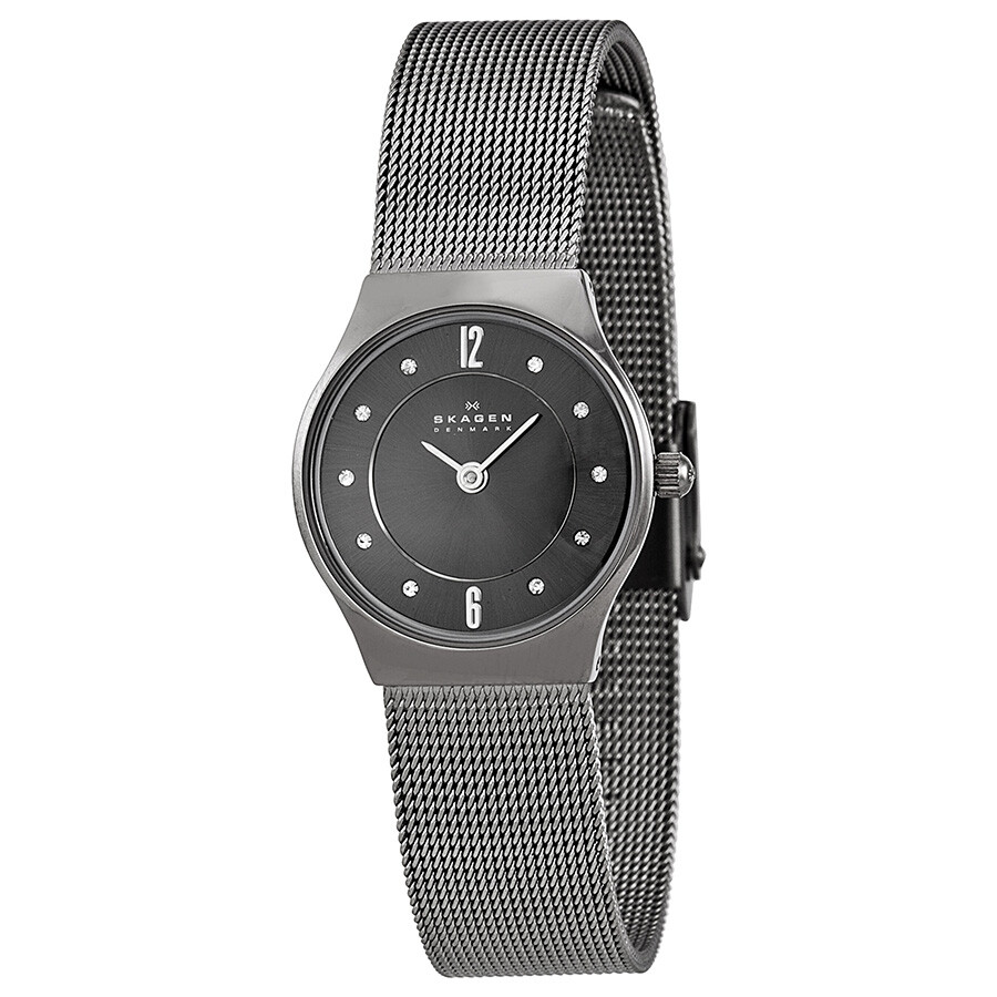 Skagen Slimline Mesh Titanium Crystal Ladies Watch 233XSTTM Titanium