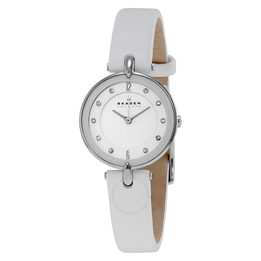 Skagen White Dial White Leather Ladies Watch SKW2012 Other Skagen Watches