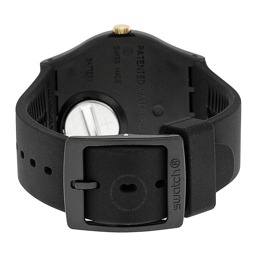 Swatch Golden Tac Black Dial Black Silicone Unisex Watch GB274 - Other ...