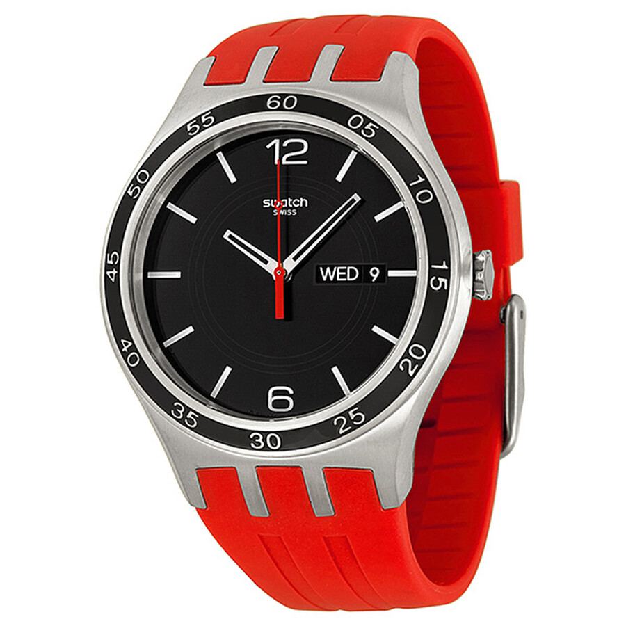 Swatch Irony Red Temptation Black Dial Red Rubber Men's Watch YTS714