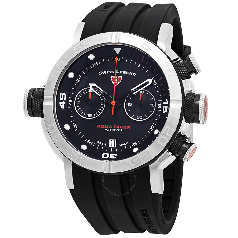 Swiss Legend Aqua Diver Chronograph Black Dial Watch SL-10622SM-01-BB ...