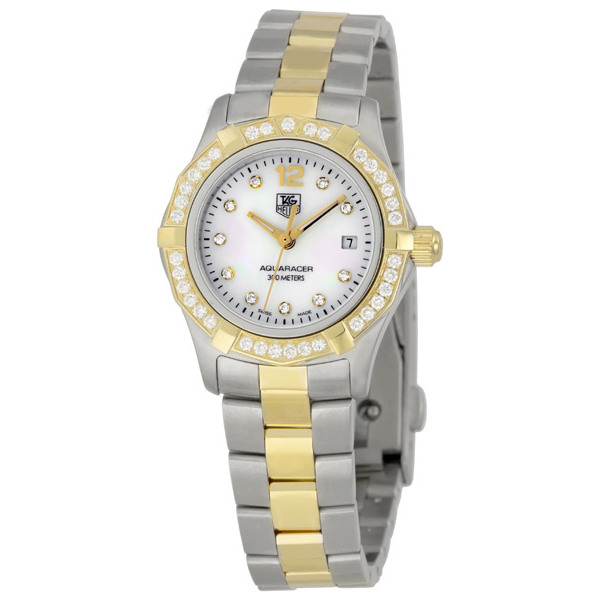 tag heuer aquaracer diamond mother of pearl bracelet watch