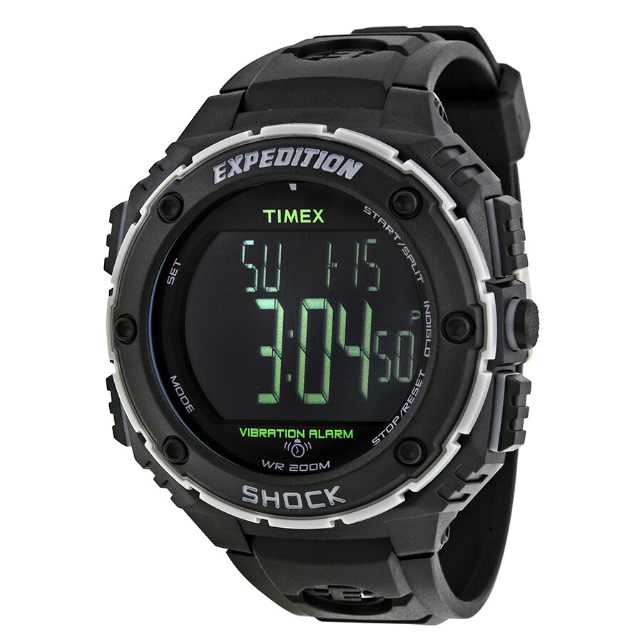 Timex Expedition Shock Xl Vibrating Digital Dial Black Resin Men's