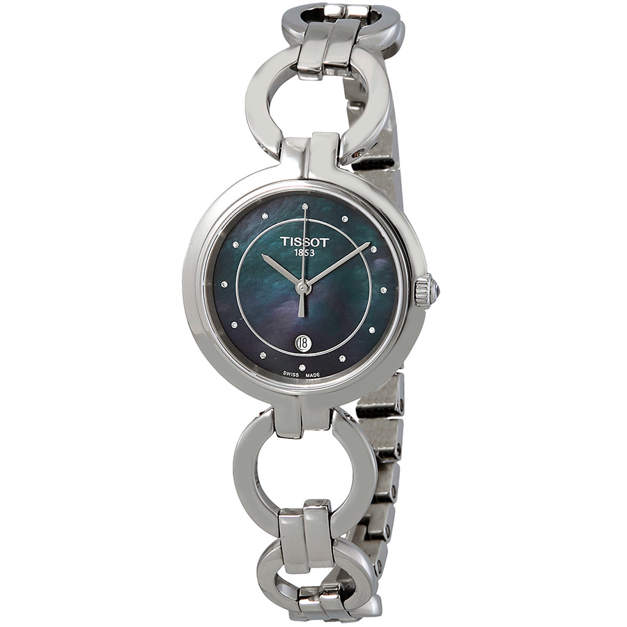Tissot T Lady Flamingo Mother of Pearl Blue Dial Silver Steel Strap Watch for Women - T094.210.11.126.00 main image 0