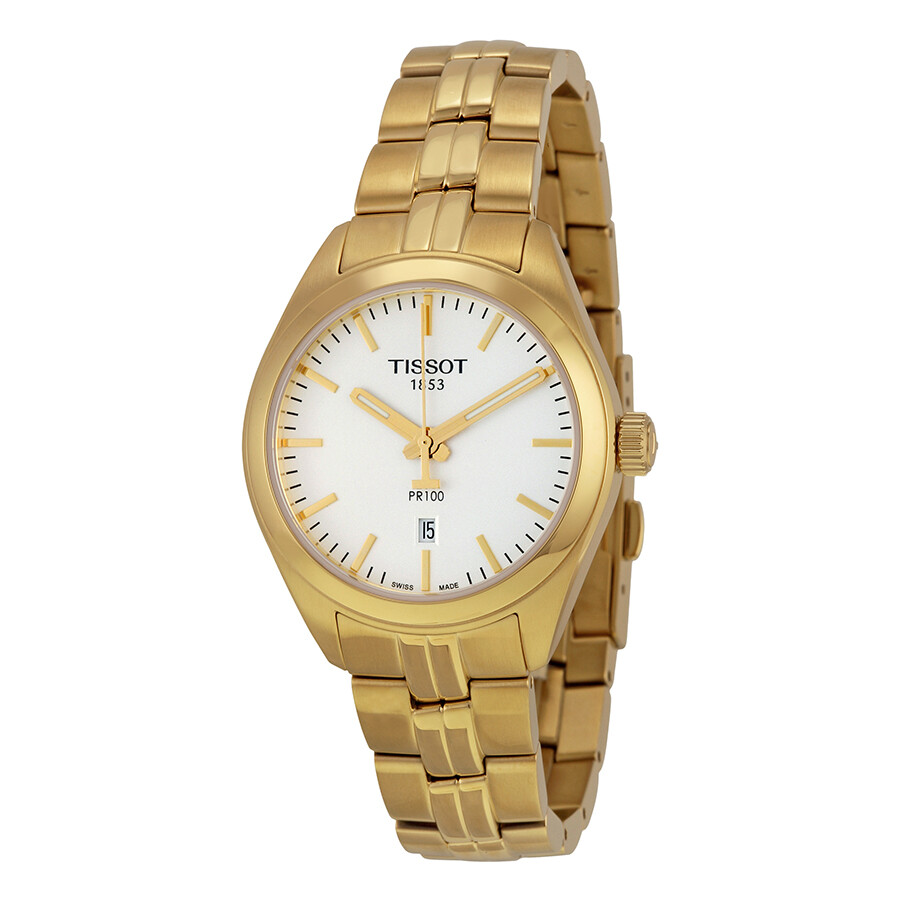 Tissot PR100 Lady Silver Dial Gold PVD Ladies Watch T1012103303100 PR