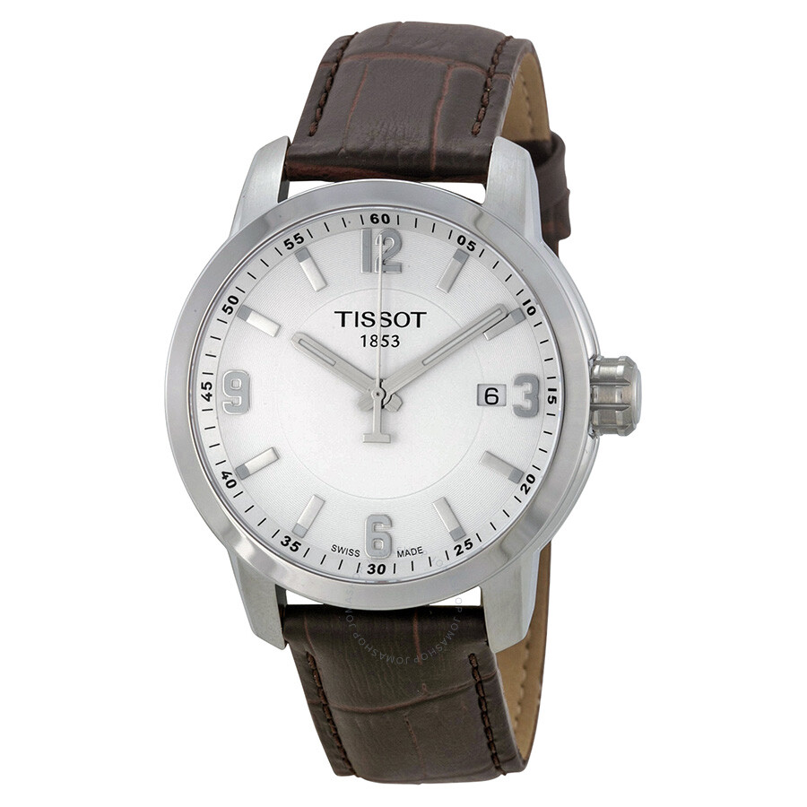 Tissot PRC 200 White Dial Brown Leather Men's Watch T0554101601701 ...
