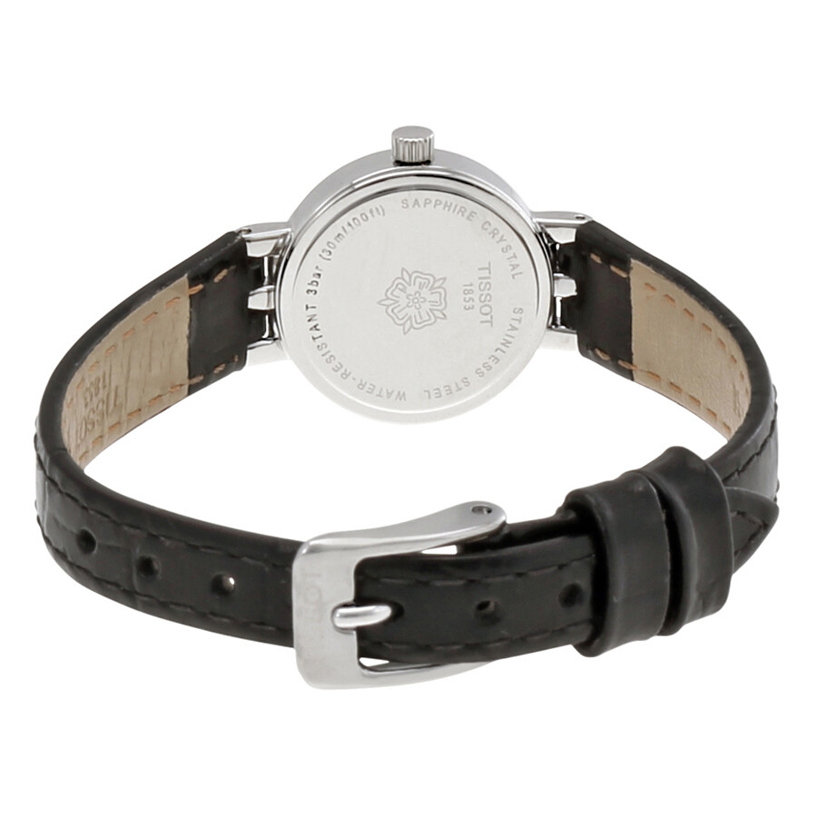 Tissot TLady Lovely Silver Dial Black Leather Ladies Watch