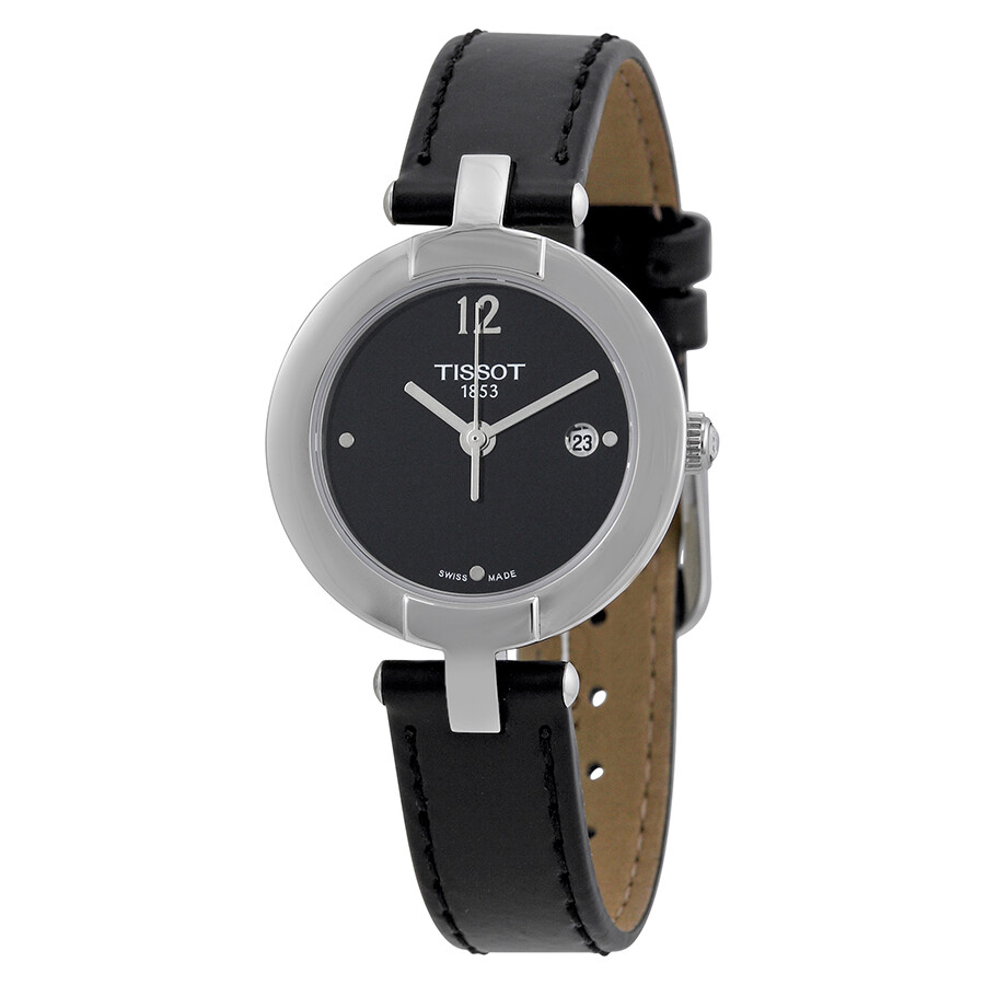 Tissot Trend Pinky Black Dial Black Leather Ladies Watch T0842101605700