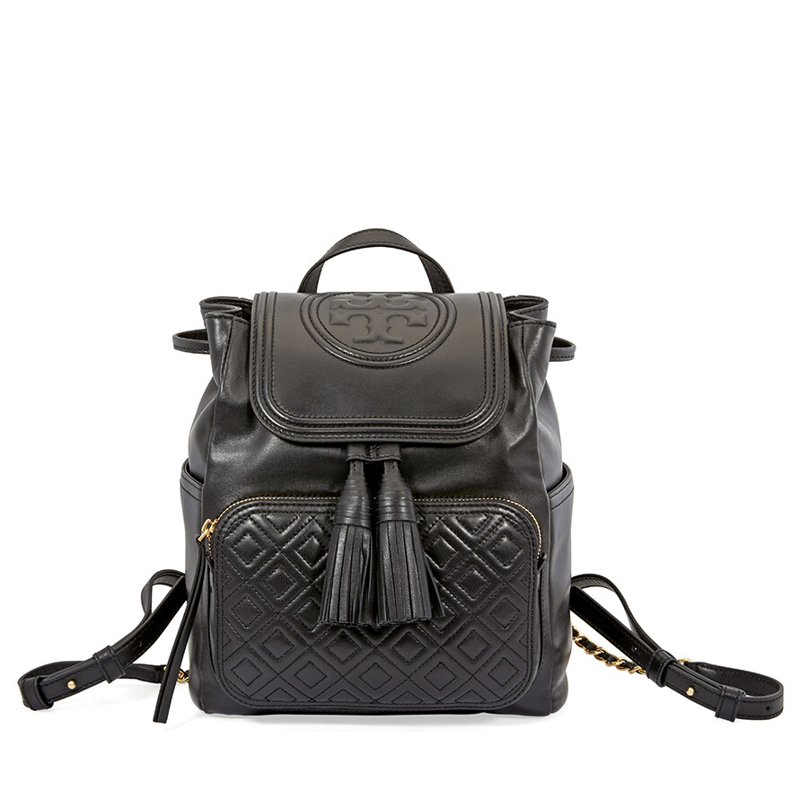 Tory Burch Fleming Leather Backpack- Black - Tory Burch - Handbags ...