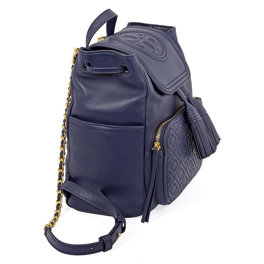 Tory Burch Fleming Leather Backpack- Royal Navy - Tory ...