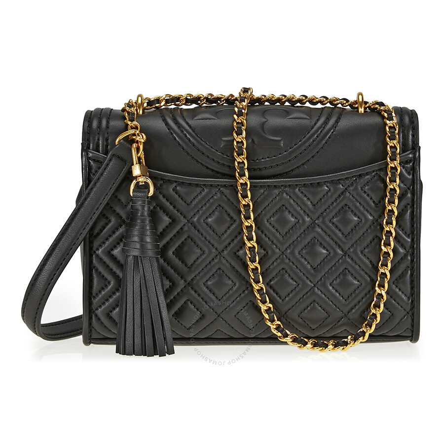 Tory Burch Fleming Small Convertible Leather Shoulder Bag - Black ...