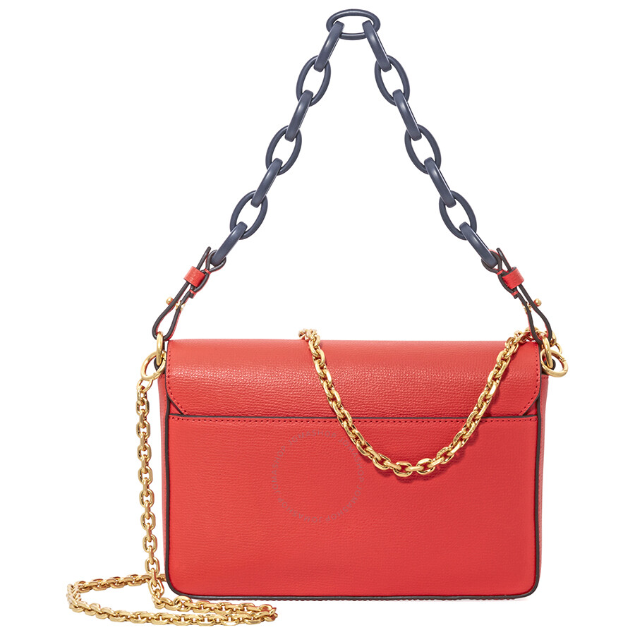 Tory Burch Kira Italian Leather Shoulder Bag- Poppy Red/Navy - Tory ...