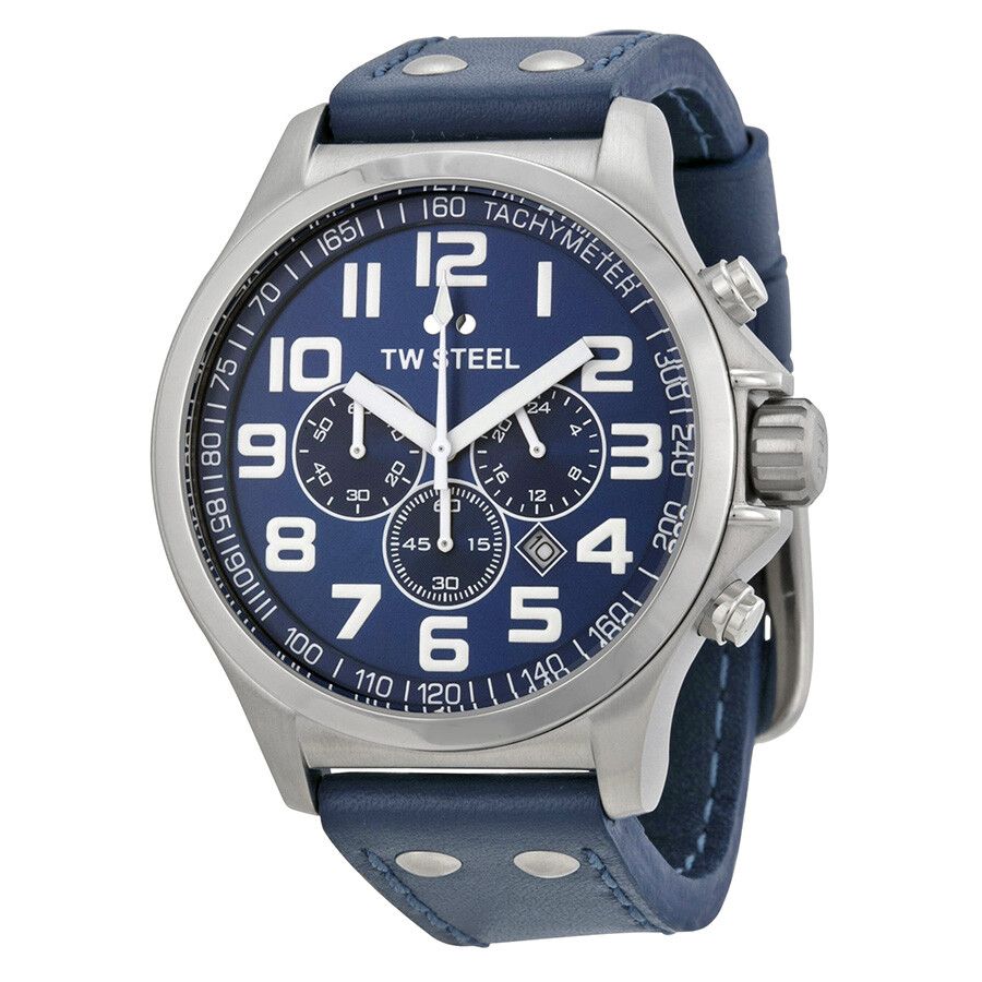 TW Steel Pilot Sunray Blue Dial Chronograph Stainless Steel Blue