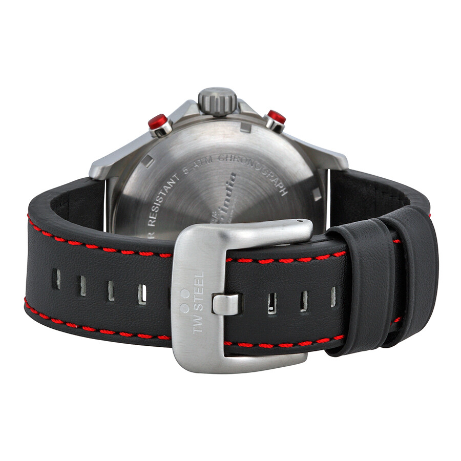 TW Steel Sahara Force India Black Dial Black Leather Strap Men's Watch