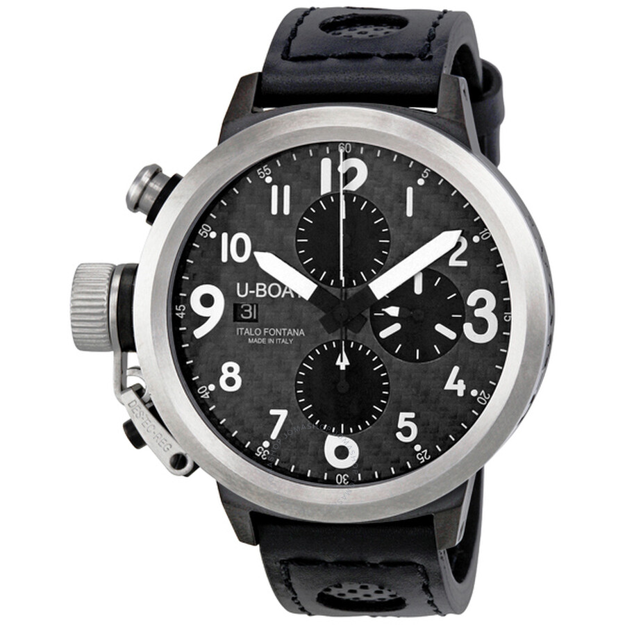 u-boat flightdeck automatic black leather strap men's