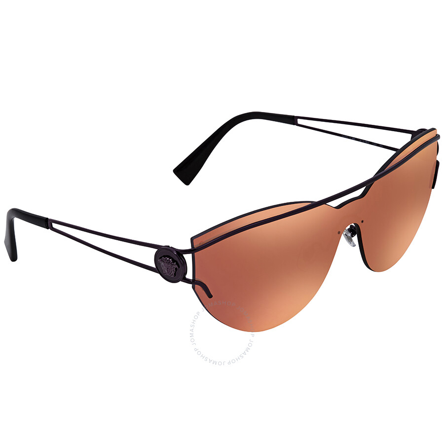 Versace Brown Mirror Orange Rectangular Sunglasses VE2186 14156Q 38 Versace Sunglasses