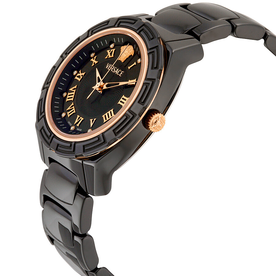 Versace Dv One Black Dial Black Ceramic Ladies Watch 63QCP9D009 SC09