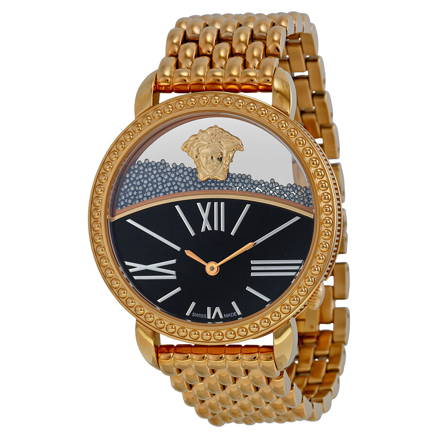 Versace Krios 93Q Black Enamel and Transparent Dial Rose Goldplated