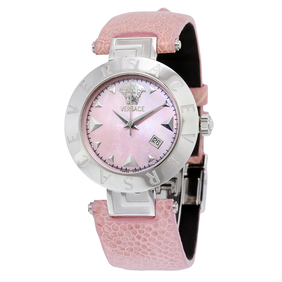 Versace Reve Pink Mother of Pearl Dial Leather Ladies Watch XLQ99D111
