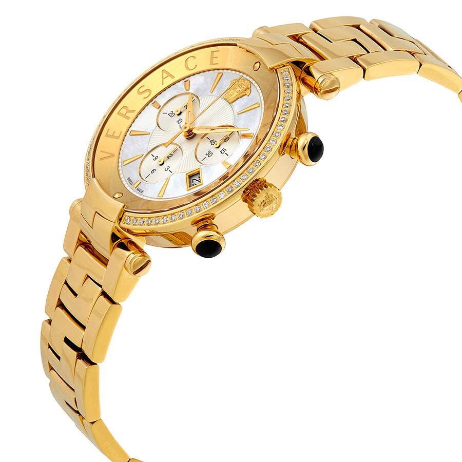 Versace Revive Mother of Pearl Chronograph Diamond Ladies Watch