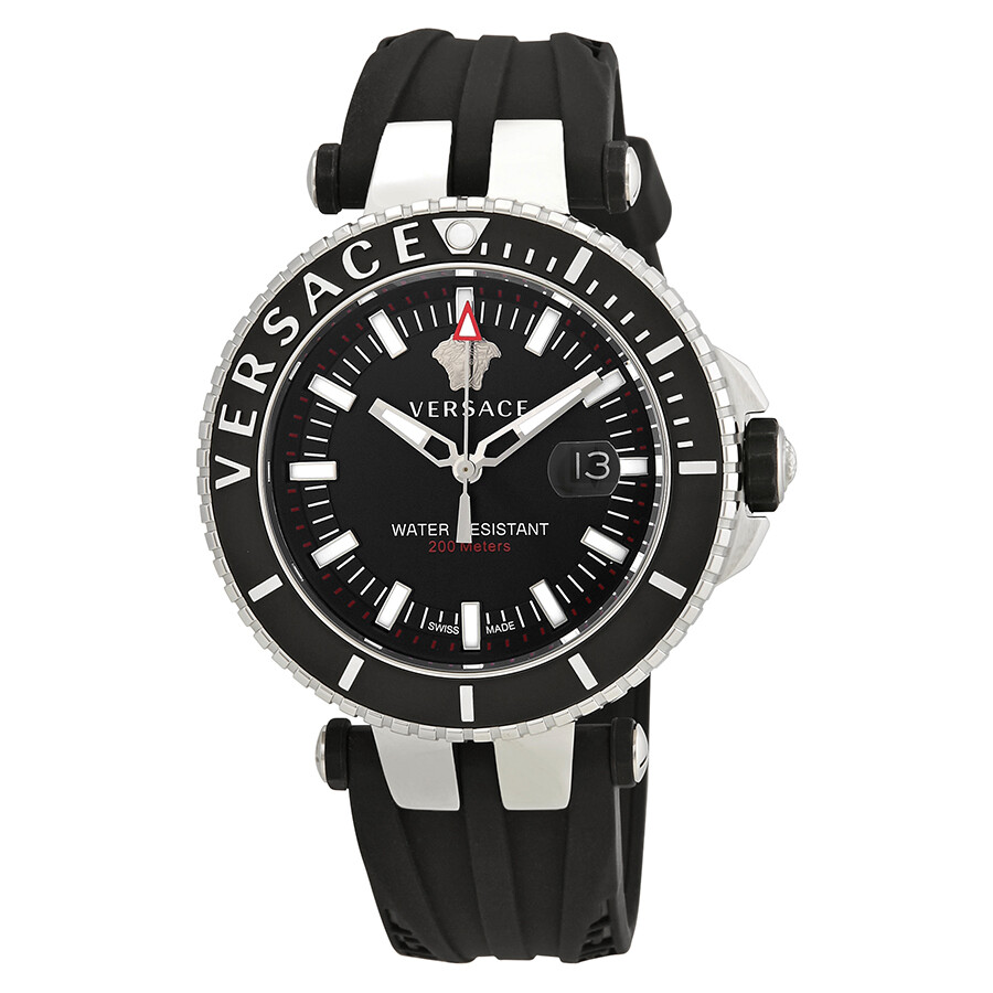 Versace VRace Black Dial Men's Rubber Watch VAK01 0016 Versace