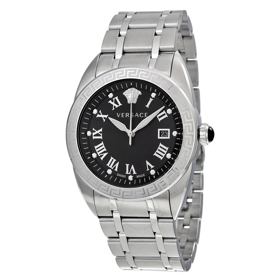 Versace V-Sport II Black Dial Stainless Steel Men's Watch VFE05-0013 ...