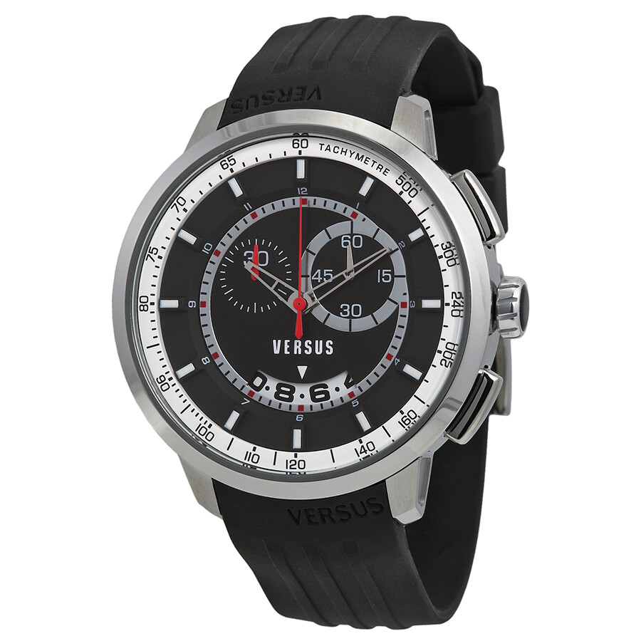 Versus by Versace Manhattan Chronograph Black and White Dial Black Rubber Men's Watch SGV080014