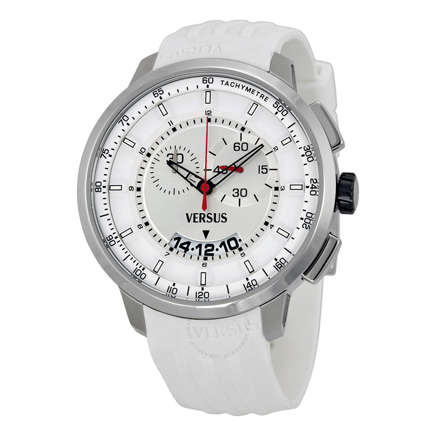 Versus by Versace Manhattan Chronograph Silver Dial Black Rubber Men's