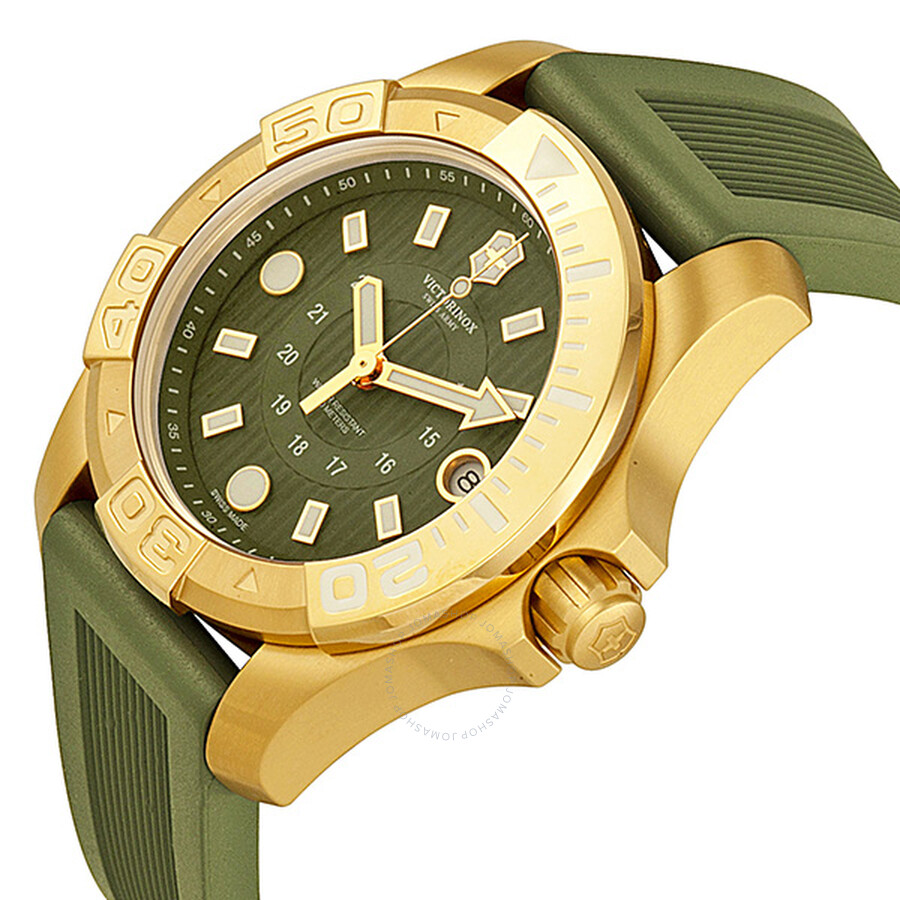 Victorinox Dive Master 500 Green Dial Green Rubber Ladies Watch 241557.