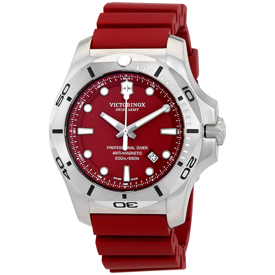Victorinox I.N.O.X. Professional Diver Red Dial Rubber Men's Watch 241736 Inox Victorinox