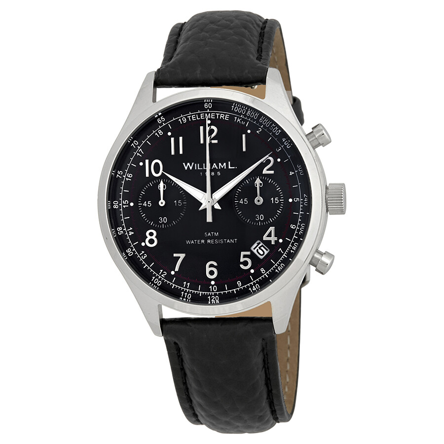 【jomashop】 william l 1985 vintage chronograph black dial mens