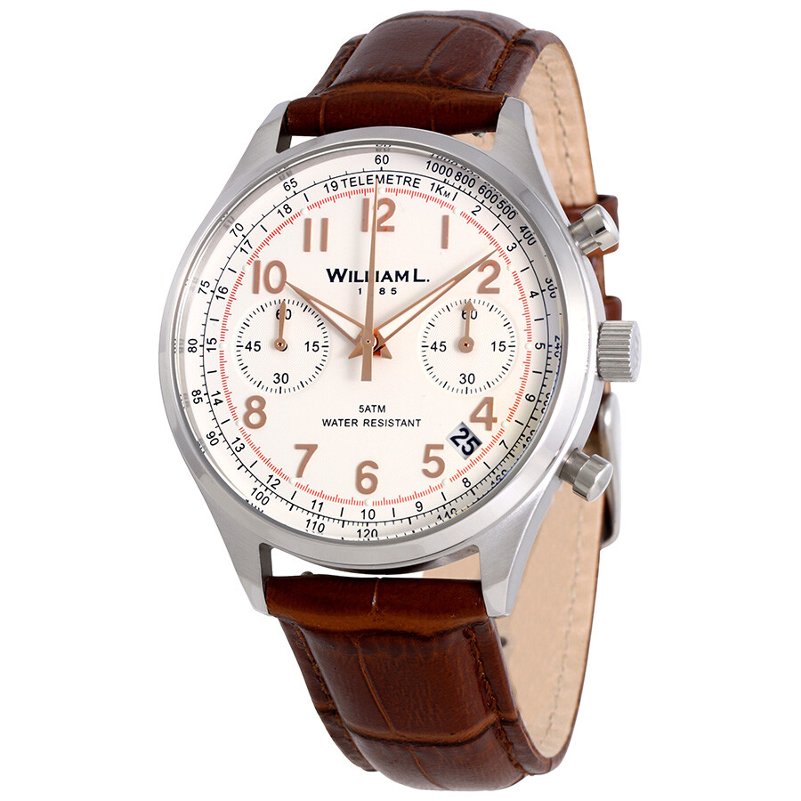 【jomashop】 william l 1985 vintage chronograph white dial mens
